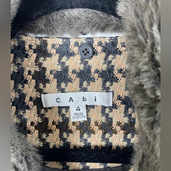 CABI Houndstooth Zip Tweed Sweater Career Academia Cardigan Blazer Jacket size 4 - Picture 12 of 15